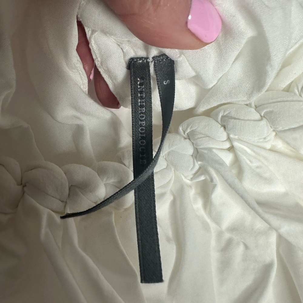 Anthropologie White Braided Bubble Hem Tank Top S - Picture 11 of 11